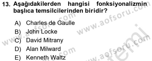Uluslararası İlişkiler Kuramları 2 Dersi 2015 - 2016 Yılı (Final) Dönem Sonu Sınav Soruları 13. Soru