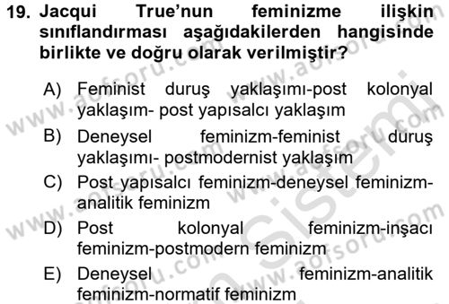 Uluslararası İlişkiler Kuramları 2 Dersi 2015 - 2016 Yılı (Final) Dönem Sonu Sınav Soruları 19. Soru