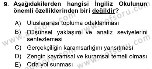 Uluslararası İlişkiler Kuramları 2 Dersi 2015 - 2016 Yılı (Final) Dönem Sonu Sınav Soruları 9. Soru