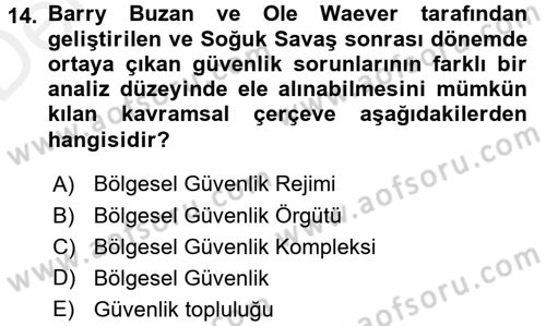Uluslararası İlişkiler Kuramları 2 Dersi 2015 - 2016 Yılı Tek Ders Sınav Soruları 14. Soru