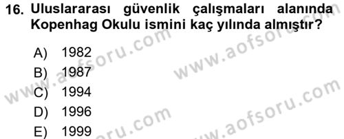 Uluslararası İlişkiler Kuramları 2 Dersi 2015 - 2016 Yılı Tek Ders Sınav Soruları 16. Soru