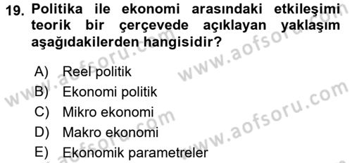 Uluslararası İlişkiler Kuramları 2 Dersi 2015 - 2016 Yılı Tek Ders Sınav Soruları 19. Soru