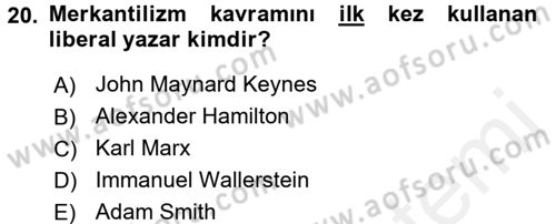 Uluslararası İlişkiler Kuramları 2 Dersi 2015 - 2016 Yılı Tek Ders Sınav Soruları 20. Soru