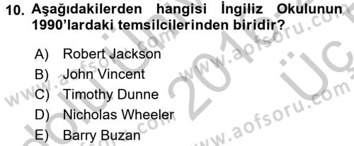 Uluslararası İlişkiler Kuramları 2 Dersi 2016 - 2017 Yılı 3 Ders Sınavı 10. Soru