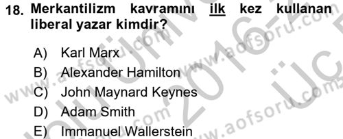 Uluslararası İlişkiler Kuramları 2 Dersi 2016 - 2017 Yılı 3 Ders Sınav Soruları 18. Soru