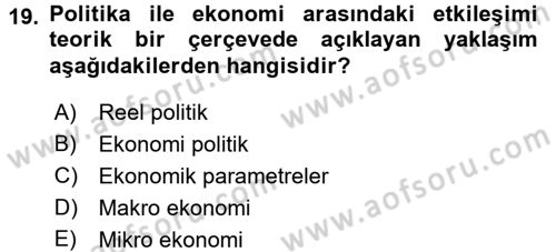 Uluslararası İlişkiler Kuramları 2 Dersi 2016 - 2017 Yılı 3 Ders Sınav Soruları 19. Soru