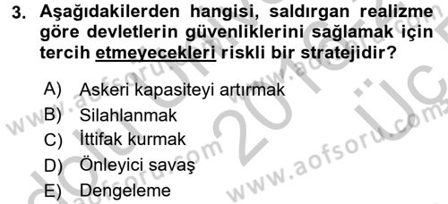 Uluslararası İlişkiler Kuramları 2 Dersi 2016 - 2017 Yılı 3 Ders Sınav Soruları 3. Soru