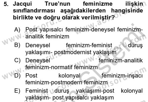 Uluslararası İlişkiler Kuramları 2 Dersi 2016 - 2017 Yılı 3 Ders Sınav Soruları 5. Soru