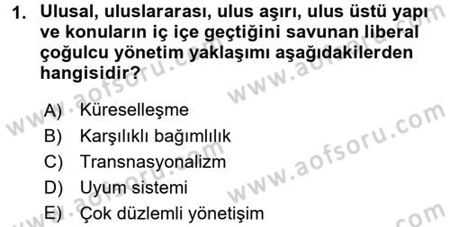 Uluslararası İlişkiler Kuramları 2 Dersi 2016 - 2017 Yılı (Final) Dönem Sonu Sınav Soruları 1. Soru