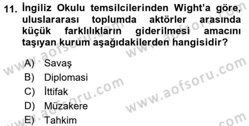 Uluslararası İlişkiler Kuramları 2 Dersi 2016 - 2017 Yılı (Final) Dönem Sonu Sınav Soruları 11. Soru
