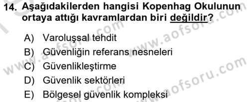 Uluslararası İlişkiler Kuramları 2 Dersi 2016 - 2017 Yılı (Final) Dönem Sonu Sınav Soruları 14. Soru