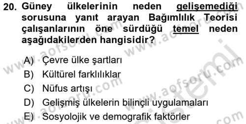 Uluslararası İlişkiler Kuramları 2 Dersi 2016 - 2017 Yılı (Final) Dönem Sonu Sınav Soruları 20. Soru