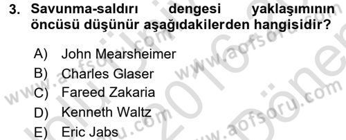 Uluslararası İlişkiler Kuramları 2 Dersi 2016 - 2017 Yılı (Final) Dönem Sonu Sınav Soruları 3. Soru