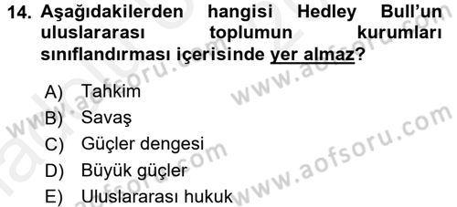 Uluslararası İlişkiler Kuramları 2 Dersi 2017 - 2018 Yılı 3 Ders Sınav Soruları 14. Soru