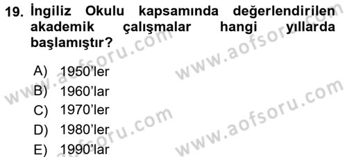 Uluslararası İlişkiler Kuramları 2 Dersi 2017 - 2018 Yılı 3 Ders Sınav Soruları 19. Soru