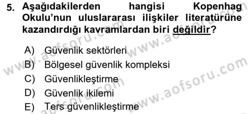 Uluslararası İlişkiler Kuramları 2 Dersi 2017 - 2018 Yılı 3 Ders Sınav Soruları 5. Soru
