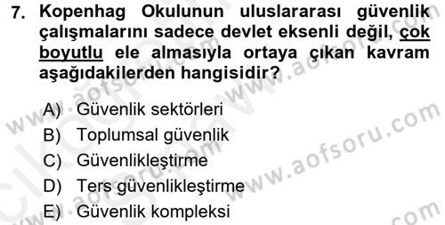Uluslararası İlişkiler Kuramları 2 Dersi 2017 - 2018 Yılı 3 Ders Sınav Soruları 7. Soru