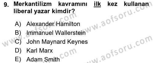 Uluslararası İlişkiler Kuramları 2 Dersi 2017 - 2018 Yılı 3 Ders Sınav Soruları 9. Soru