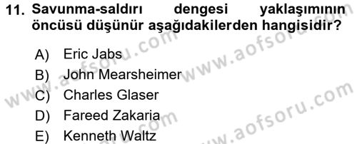 Uluslararası İlişkiler Kuramları 2 Dersi 2017 - 2018 Yılı (Vize) Ara Sınav Soruları 11. Soru