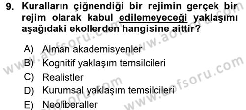 Uluslararası İlişkiler Kuramları 2 Dersi 2017 - 2018 Yılı (Vize) Ara Sınav Soruları 9. Soru