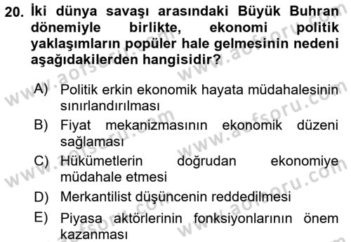Uluslararası İlişkiler Kuramları 2 Dersi 2017 - 2018 Yılı (Final) Dönem Sonu Sınav Soruları 20. Soru