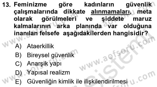 Uluslararası İlişkiler Kuramları 2 Dersi 2018 - 2019 Yılı 3 Ders Sınav Soruları 13. Soru