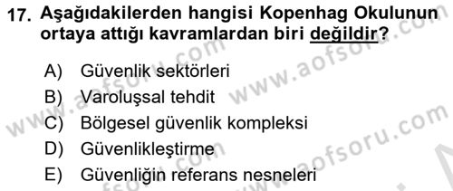 Uluslararası İlişkiler Kuramları 2 Dersi 2018 - 2019 Yılı 3 Ders Sınav Soruları 17. Soru