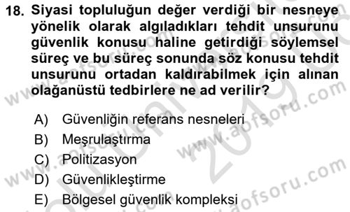 Uluslararası İlişkiler Kuramları 2 Dersi 2018 - 2019 Yılı 3 Ders Sınav Soruları 18. Soru
