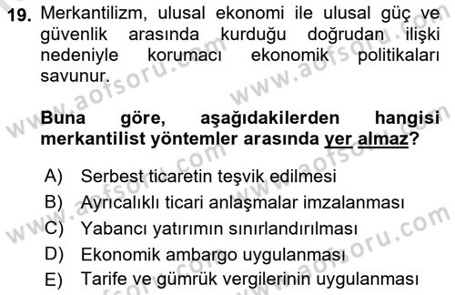 Uluslararası İlişkiler Kuramları 2 Dersi 2018 - 2019 Yılı 3 Ders Sınav Soruları 19. Soru