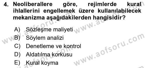 Uluslararası İlişkiler Kuramları 2 Dersi 2018 - 2019 Yılı 3 Ders Sınav Soruları 4. Soru