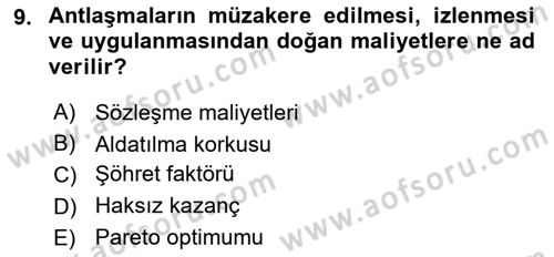 Uluslararası İlişkiler Kuramları 2 Dersi 2018 - 2019 Yılı (Vize) Ara Sınav Soruları 9. Soru
