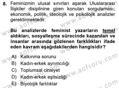 Uluslararası İlişkiler Kuramları 2 Dersi 2018 - 2019 Yılı (Final) Dönem Sonu Sınav Soruları 8. Soru