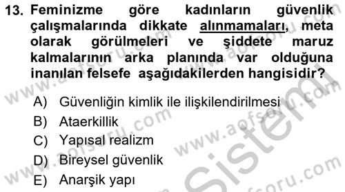 Uluslararası İlişkiler Kuramları 2 Dersi 2018 - 2019 Yılı Yaz Okulu Sınav Soruları 13. Soru