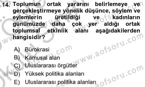 Uluslararası İlişkiler Kuramları 2 Dersi 2018 - 2019 Yılı Yaz Okulu Sınav Soruları 14. Soru