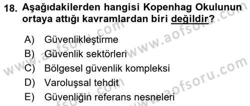 Uluslararası İlişkiler Kuramları 2 Dersi 2018 - 2019 Yılı Yaz Okulu Sınav Soruları 18. Soru