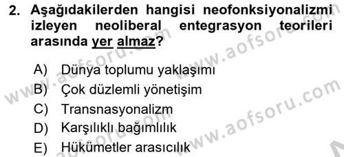 Uluslararası İlişkiler Kuramları 2 Dersi 2018 - 2019 Yılı Yaz Okulu Sınav Soruları 2. Soru