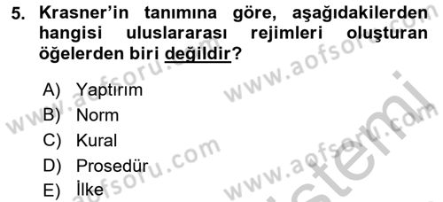 Uluslararası İlişkiler Kuramları 2 Dersi 2018 - 2019 Yılı Yaz Okulu Sınav Soruları 5. Soru