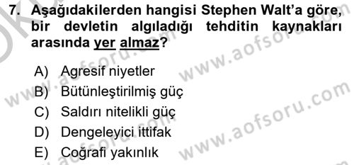 Uluslararası İlişkiler Kuramları 2 Dersi 2018 - 2019 Yılı Yaz Okulu Sınav Soruları 7. Soru