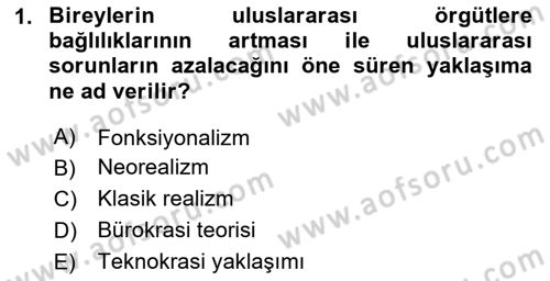 Uluslararası İlişkiler Kuramları 2 Dersi 2020 - 2021 Yılı Yaz Okulu Sınav Soruları 1. Soru
