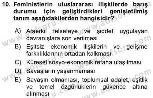 Uluslararası İlişkiler Kuramları 2 Dersi 2020 - 2021 Yılı Yaz Okulu Sınav Soruları 10. Soru