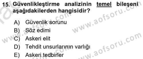 Uluslararası İlişkiler Kuramları 2 Dersi 2020 - 2021 Yılı Yaz Okulu Sınav Soruları 15. Soru
