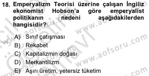 Uluslararası İlişkiler Kuramları 2 Dersi 2020 - 2021 Yılı Yaz Okulu Sınav Soruları 18. Soru