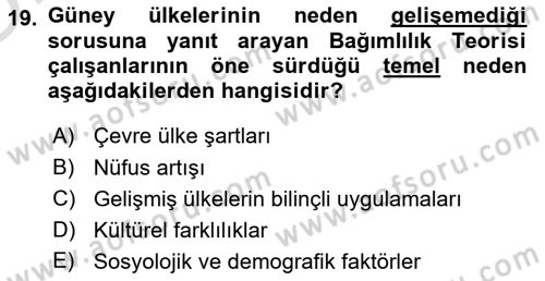 Uluslararası İlişkiler Kuramları 2 Dersi 2020 - 2021 Yılı Yaz Okulu Sınav Soruları 19. Soru