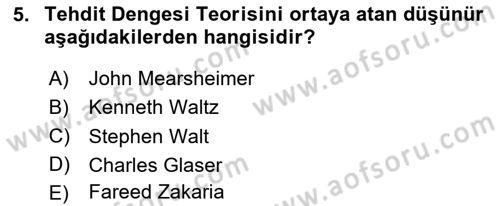 Uluslararası İlişkiler Kuramları 2 Dersi 2020 - 2021 Yılı Yaz Okulu Sınav Soruları 5. Soru
