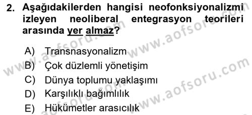 Uluslararası İlişkiler Kuramları 2 Dersi 2021 - 2022 Yılı (Vize) Ara Sınav Soruları 2. Soru