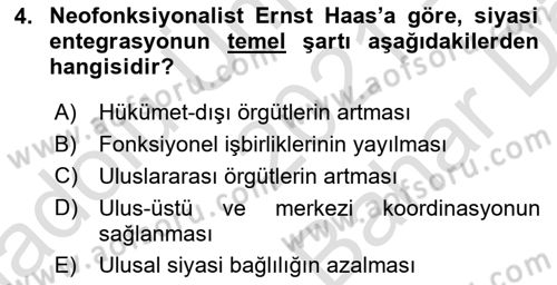 Uluslararası İlişkiler Kuramları 2 Dersi 2021 - 2022 Yılı (Vize) Ara Sınav Soruları 4. Soru