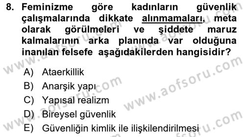 Uluslararası İlişkiler Kuramları 2 Dersi 2021 - 2022 Yılı (Final) Dönem Sonu Sınav Soruları 8. Soru