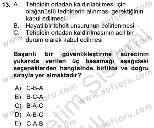 Uluslararası İlişkiler Kuramları 2 Dersi 2021 - 2022 Yılı Yaz Okulu Sınav Soruları 13. Soru