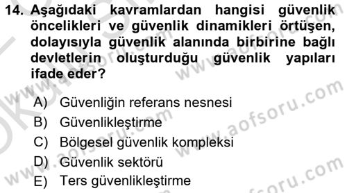 Uluslararası İlişkiler Kuramları 2 Dersi 2021 - 2022 Yılı Yaz Okulu Sınav Soruları 14. Soru