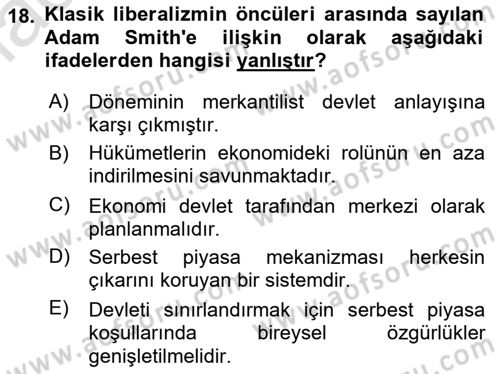 Uluslararası İlişkiler Kuramları 2 Dersi 2021 - 2022 Yılı Yaz Okulu Sınav Soruları 18. Soru